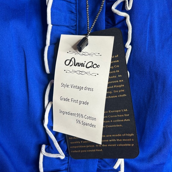 Anni Coco NWT pinup rockabilly retro Royal Blue Dress XL Bettie Twee 50s 60s - Picture 5 of 11